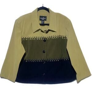 Positive Attitude Women's Suit Jacket Size 18 Brown and Black Full Button Up